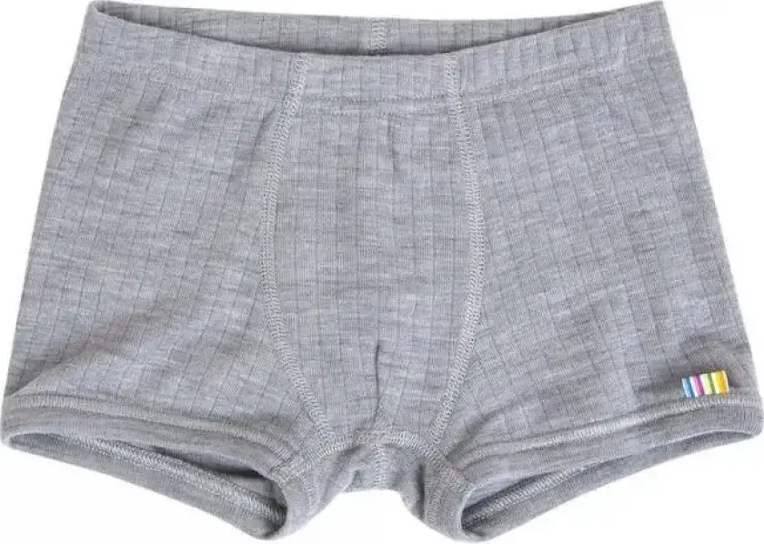 Boxershorts i grå basisull | Joha | Barn | Lysegrått | størrelse 110 | 100% Merino Ull til