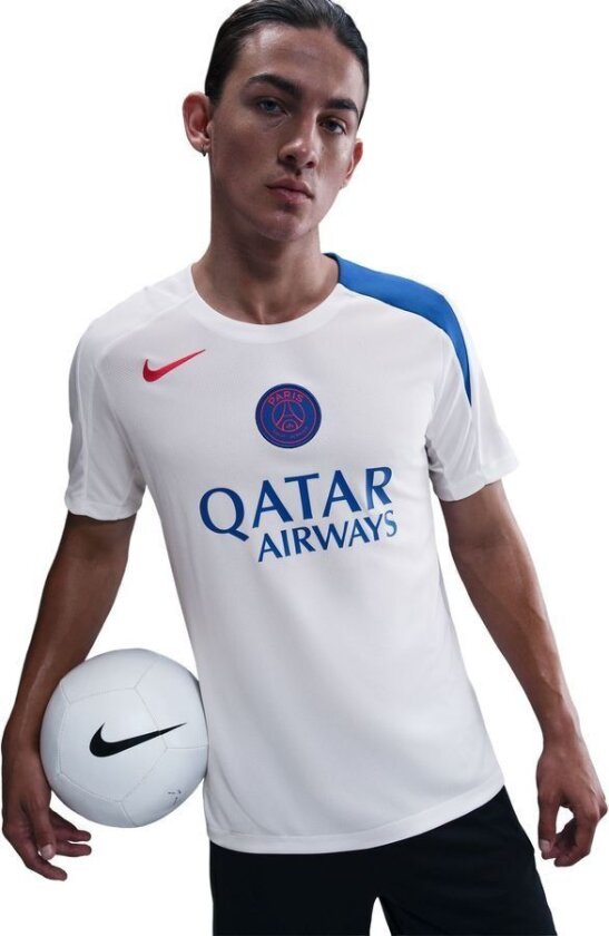 Paris Saint Germain Trenings T-Skjorte Dri-FIT Strike 3. - Hvit/Hyper Royal/Rød - Nike, størrelse Large