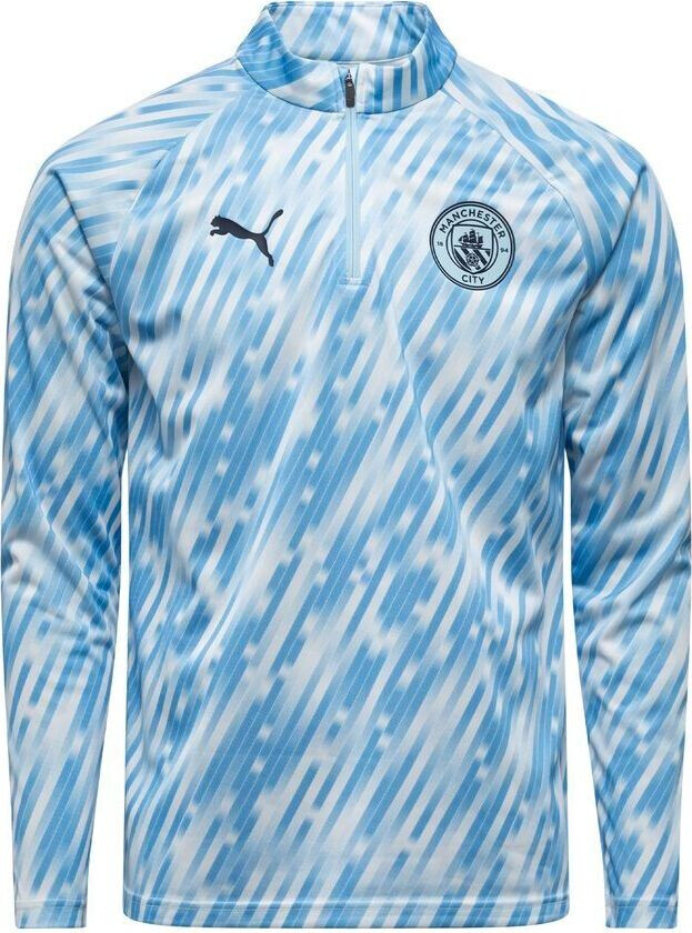 Manchester City Treningsskjorte Pre Match 1/4 glidelås - Sølv Barn - PUMA, størrelse 164 cm