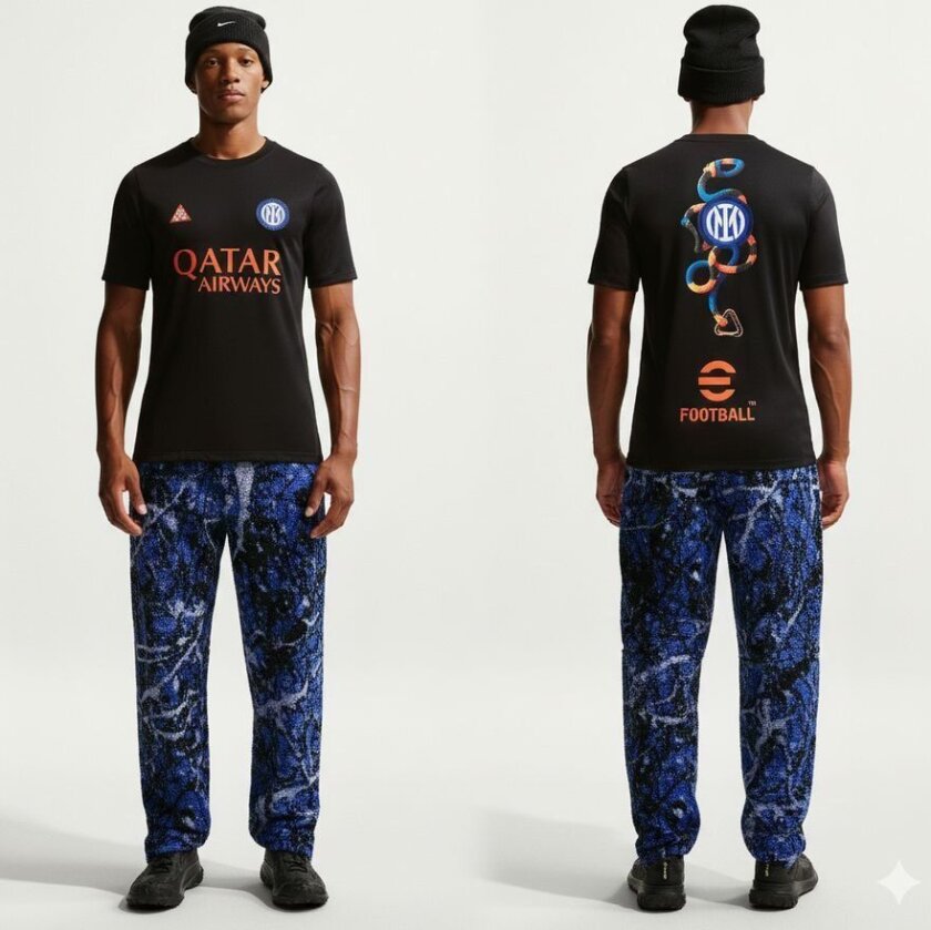 Inter X Acg Trenings T-skjorte Dri-fit Academy Pro Pre Match 4. - Svart/neon Oransje - Nike, størrelse Small