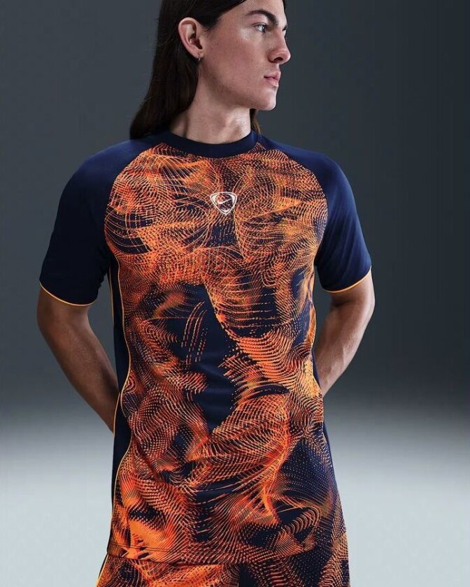 Trenings T-Skjorte Dri-FIT Academy+ - Blå/Laser Oransje/Hvit, størrelse Medium