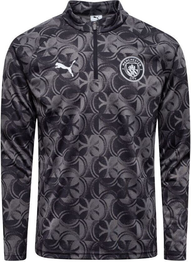 Manchester City Treningsskjorte Pre Match 1/4 glidelås - PUMA Svart Barn, størrelse 140 cm