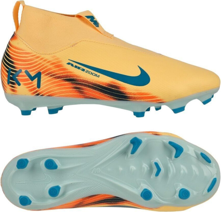 Air Zoom Mercurial Superfly 10 Academy MG Mbappé Personal Edition - Oransje/Neo Turkis/Grønn Barn - Multi Ground (MG), størrelse 35½