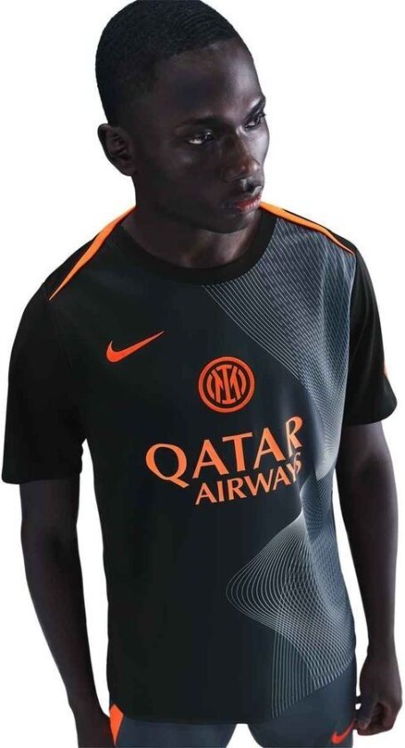 Inter Trenings T-Skjorte Dri-FIT Academy Pro Pre Match 3. - Svart/Tordenblå/Neon Gul - Nike, størrelse Medium