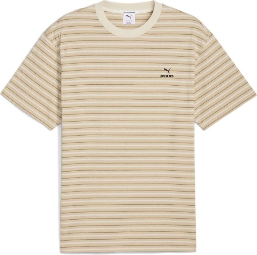 Dortmund T-skjorte MMQ Striped - Beige/Alpint snø - PUMA, størrelse X-Small