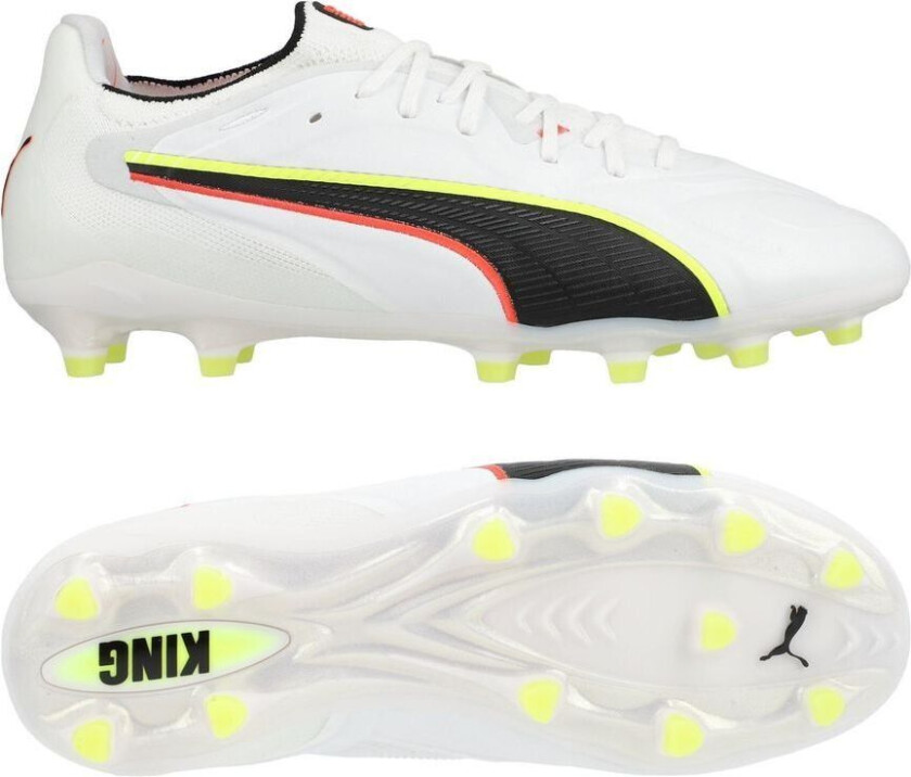 King 20 Ultimate FG/AG Unleashed - White/rød/Gul, størrelse 42½