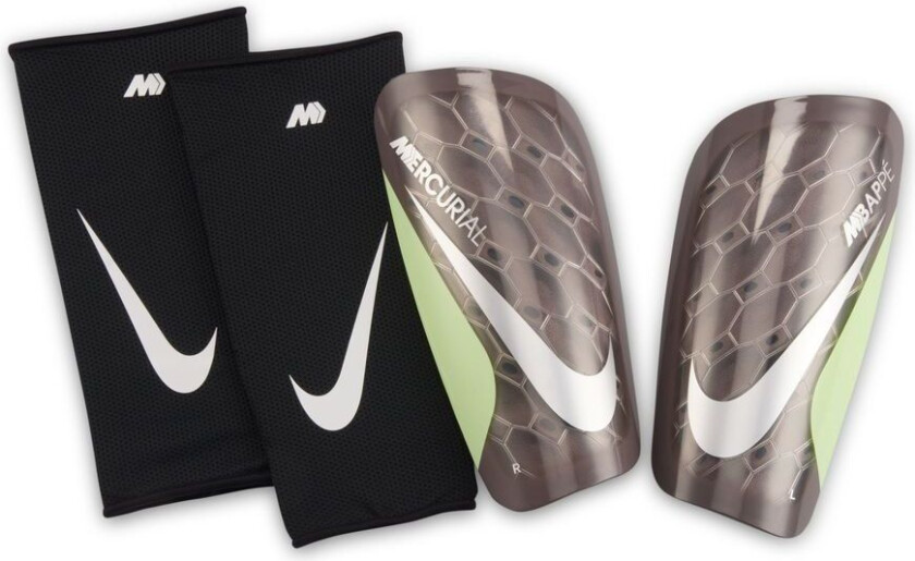 Leggbeskyttere Mercurial Lite Mbappé Personal Edition - Plum Eclipse/Volt/Metallisk sølv, størrelse X-Small/130-140cm