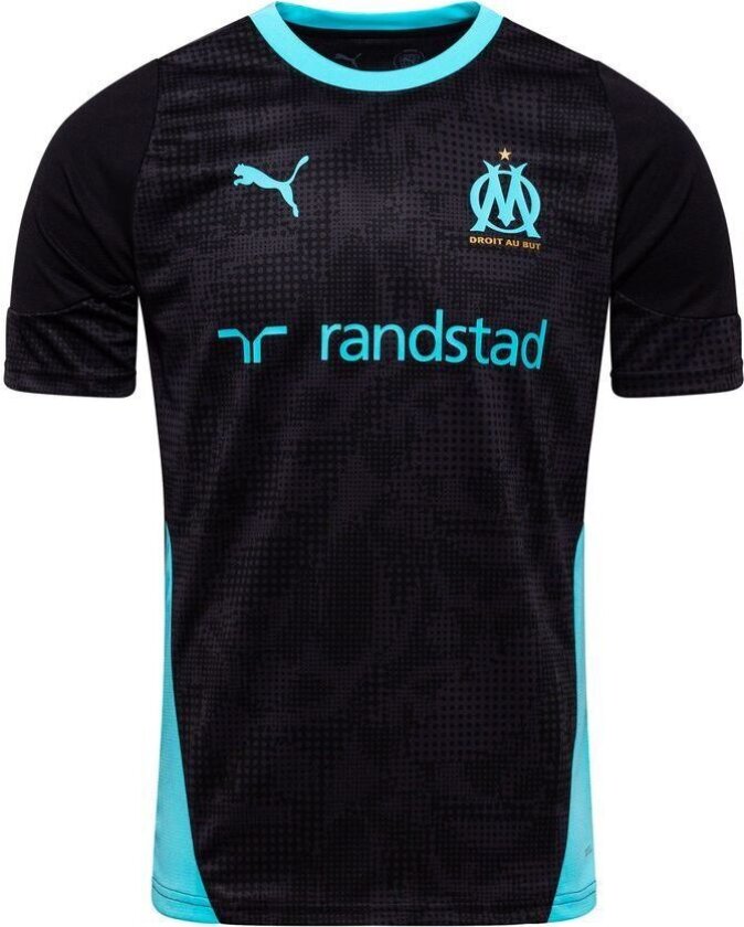 Marseille Trenings T-Skjorte - PUMA Svart/Blågrønn Barn, størrelse 152 cm