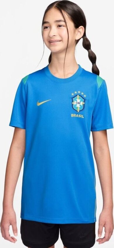 Brasil Trenings T-Skjorte Dri-FIT Academy Pro World Cup 2026 - Blå/Light Menta/Gul Barn - Nike, størrelse S: 128-137 cm