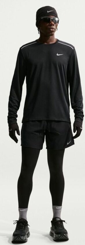 Løpe t-skjorte Dri-FIT Miler UV L/S - Svart/sølv, størrelse X-Large