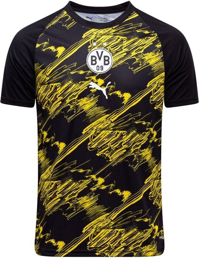 Dortmund Trenings T-skjorte Pre Match - PUMA Svart/raskere Gul Barn, størrelse 128 cm