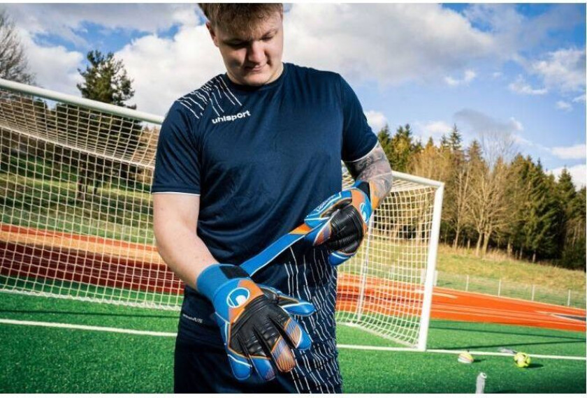 Keeperhansker Soft Pro - Blå/Fluo Oransje/Hvit, størrelse 10