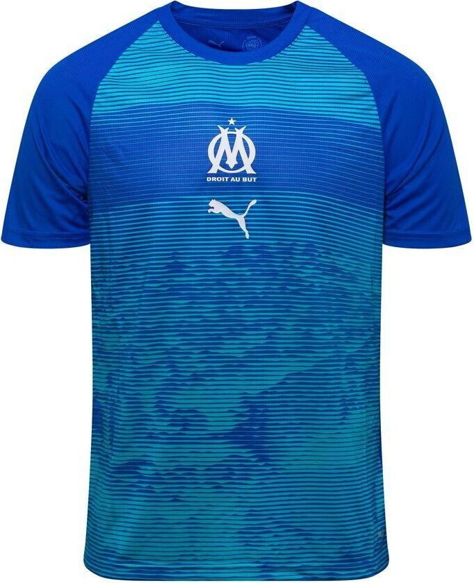 Marseille Trenings T-Skjorte Pre Match - Blå/Blågrønn - PUMA, størrelse Medium