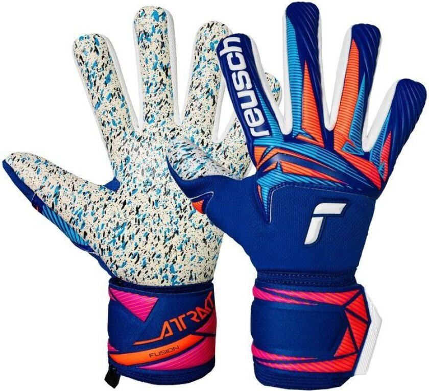 Keeperhansker Attrakt Fusion NC - Blå/Hvit/Oransje, størrelse 8½