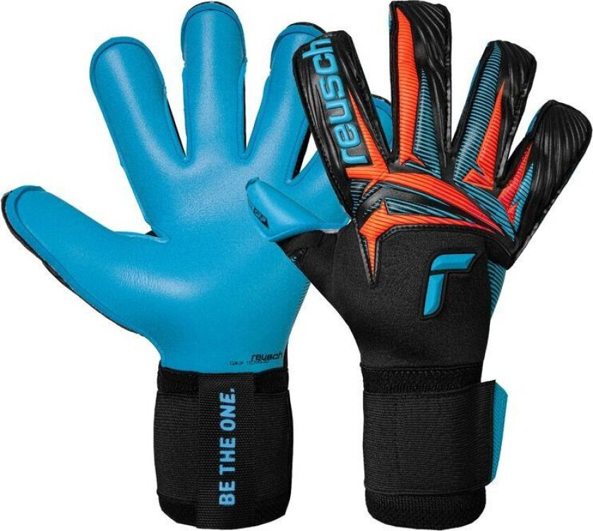 Keeperhansker Attrakt Aqua Evolution - Svart/Oransje/Aqua Blå, størrelse 7½