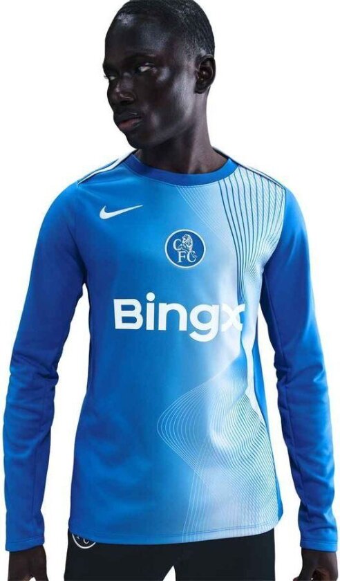 Chelsea Trenings T-Skjorte Dri-FIT Academy Pro Pre Match 3. - Blå/Sølv Langermet - Nike, størrelse Small