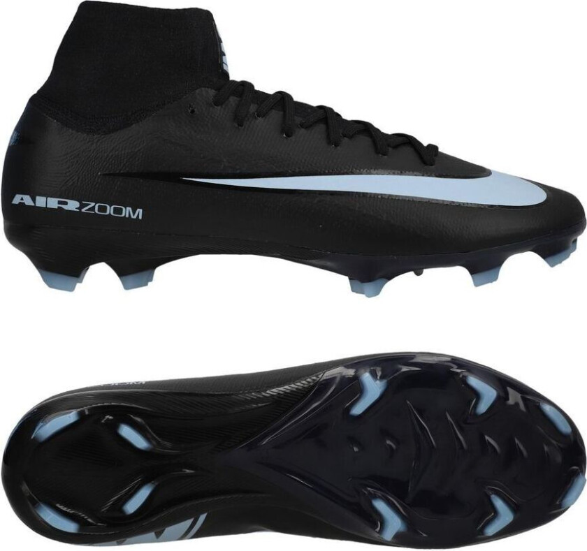Air Zoom Mercurial Superfly 10 Pro FG Shadow - Svart/Isblå - Gress (FG), størrelse 45½