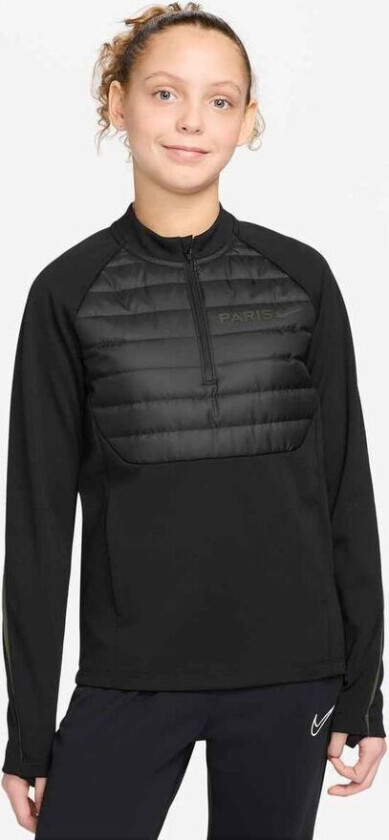 Paris Saint Germain Treningsskjorte Therma-fit Academy Drill Winter Warrior - Svart/cargo Khaki Barn - Nike, størrelse S: 128-137 cm