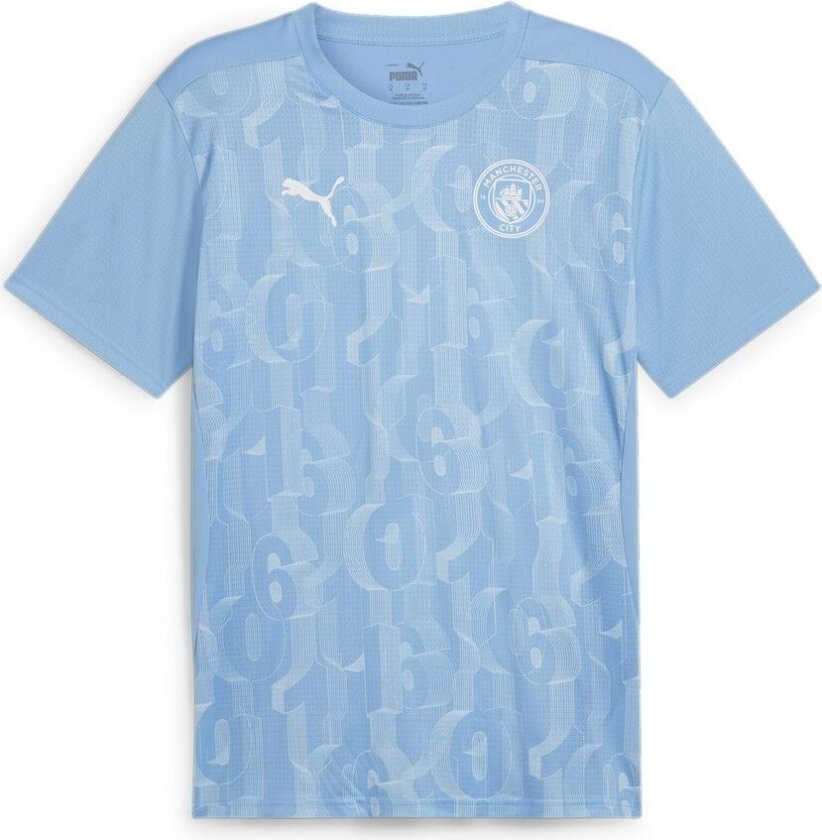 Manchester City Trenings T-Skjorte Pre Match - Blå/PUMA White, størrelse Large