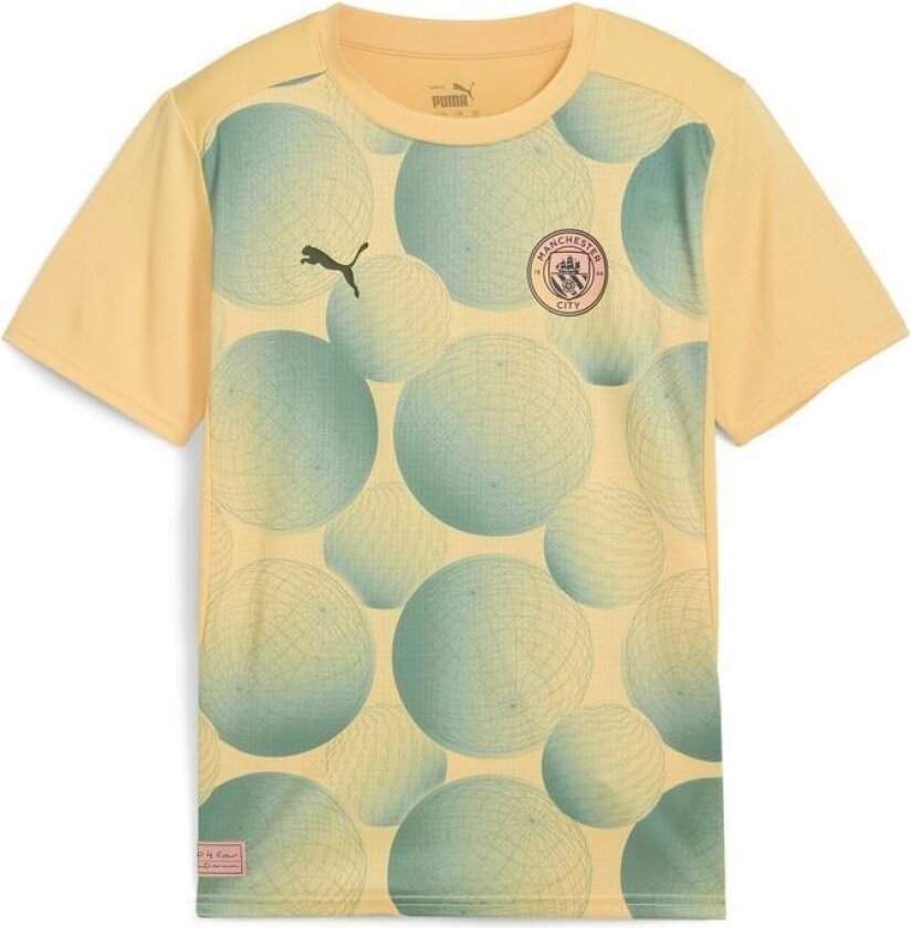 Manchester City Trenings T-Skjorte Pre Match - Lin/Blå Barn - PUMA, størrelse 140 cm
