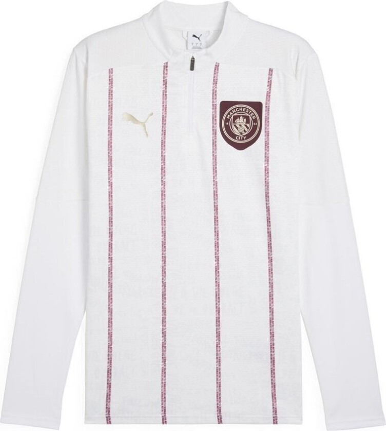 Manchester City Treningsskjorte Pre Match 1/4 glidelås - PUMA White/Mørk jaspis Barn, størrelse 128 cm