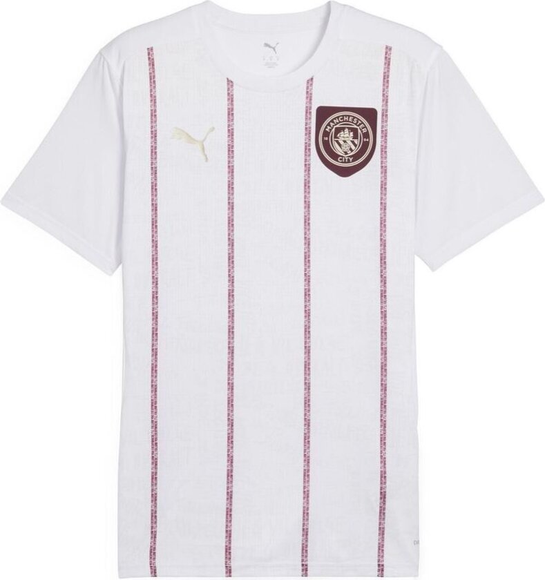 Manchester City Trenings T-Skjorte Pre Match - PUMA White/Mørk jaspis, størrelse Small