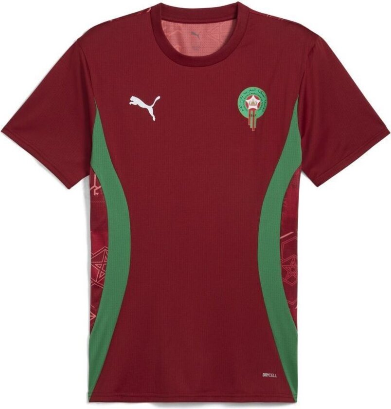 Marokko Trenings T-Skjorte Pre Match Africa Cup of Nations 2025 - Rød/Archive Green - PUMA, størrelse Small