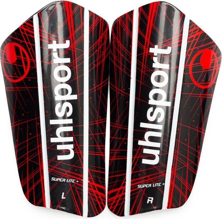 Leggbeskyttere Super Lite Plus - Svart/Fluo Rød/Hvit, størrelse XX-Small/X-Small