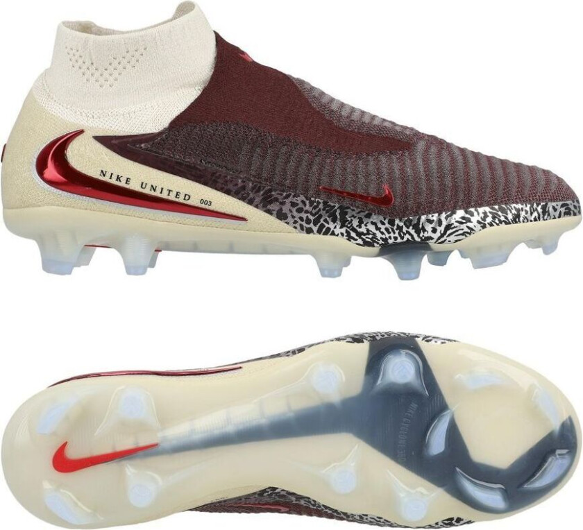 Phantom 6 Elite High Cut FG United - Bordeaux/Universal Red/Grå - Gress (FG), størrelse 45½