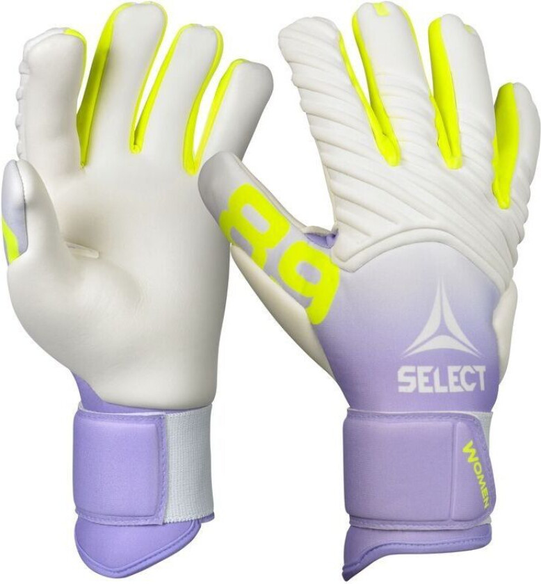 Keeperhansker 89 V26 - Hvit/lilla/gul Kvinner, størrelse 9