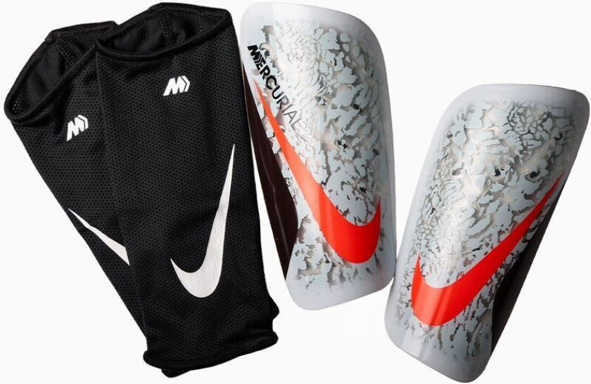 Leggbeskyttere Mercurial Lite - Ren platina/Bordeaux/Rød, størrelse Small/140-150cm