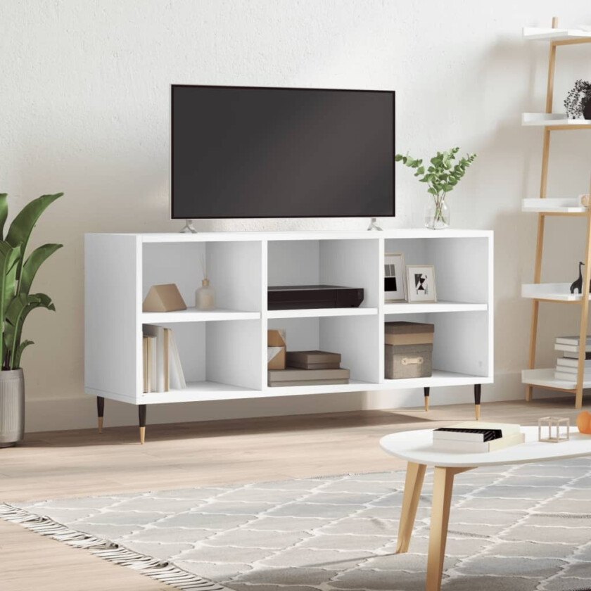 TV-benk hvit 103,5x30x50 cm konstruert tre
