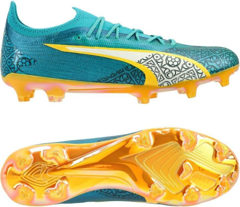 X Unisport Ultra Ultimate FG/AG Dream Factory - Dyp Aqua/Alpint snø/Mandarin LIMITED EDITION, størrelse 40