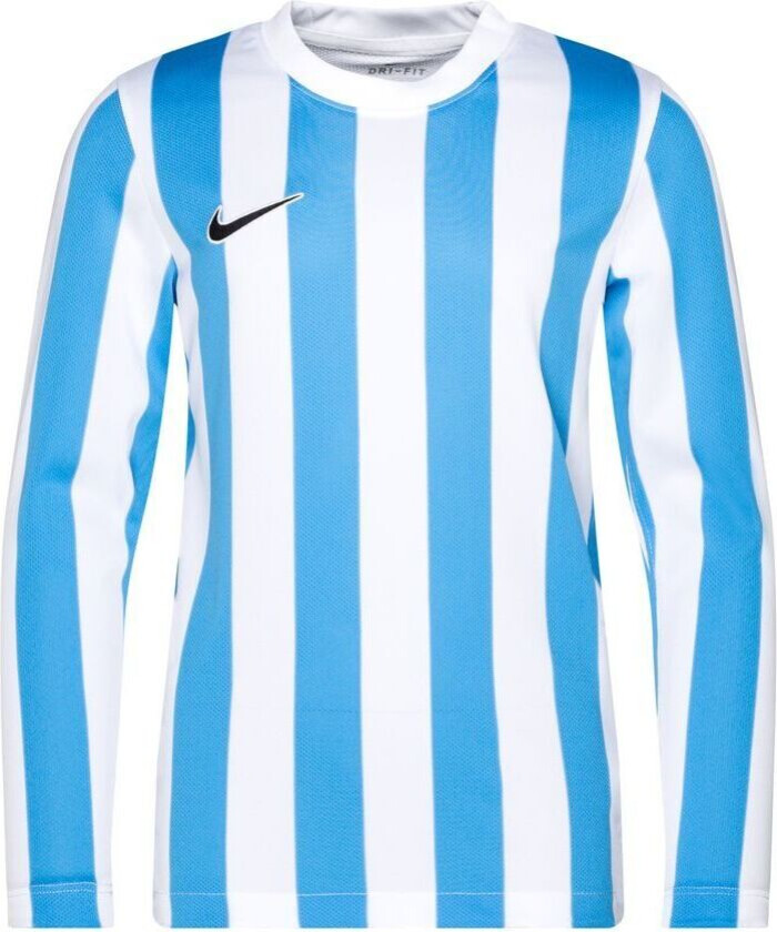 Spillerdrakt Dri-FIT Striped Division IV - Hvit/Universitetsblå/Svart Langermet Barn, størrelse M: 137-147 cm