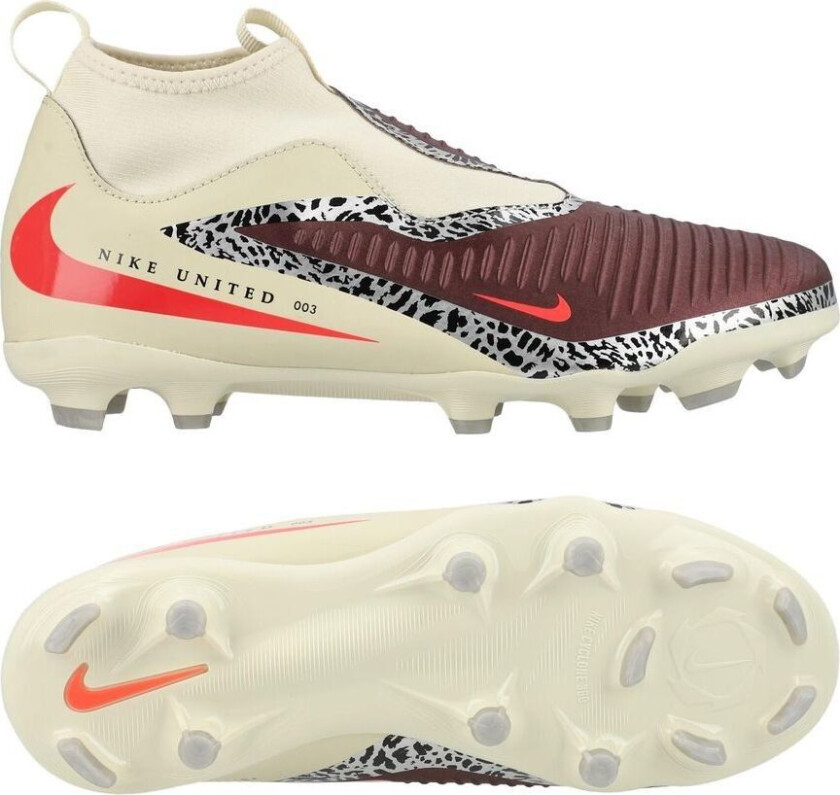 Phantom 6 Academy High Cut MG United - Bordeaux/Universal Red/Grå Barn - Multi Ground (MG), størrelse 38
