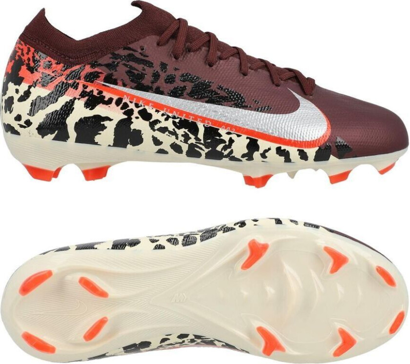 Air Zoom Mercurial Vapor 16 Pro FG United - Bordeaux/Metallisk sølv/Universal Red/Grå Barn - Gress (FG), størrelse 32
