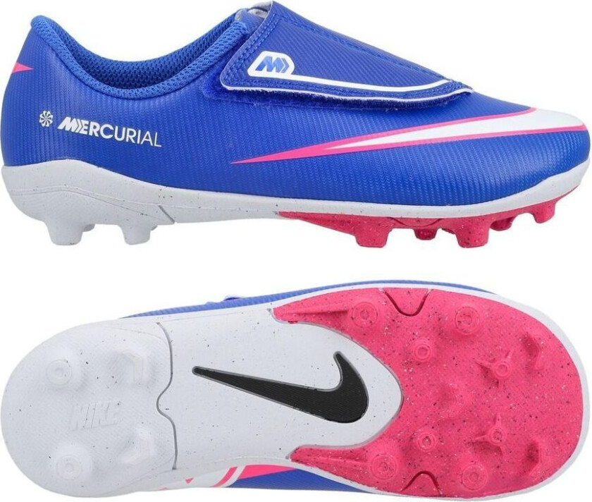 Mercurial Vapor 16 Club Borrelås MG Attack - Blå/Hvit Barn - Multi Ground (MG), størrelse 29½