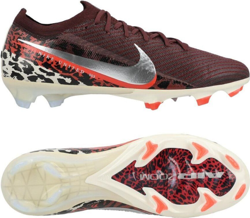 Air Zoom Mercurial Vapor 16 Elite FG United - Bordeaux/Metallisk sølv/Universal Red/Grå - Gress (FG), størrelse 36½