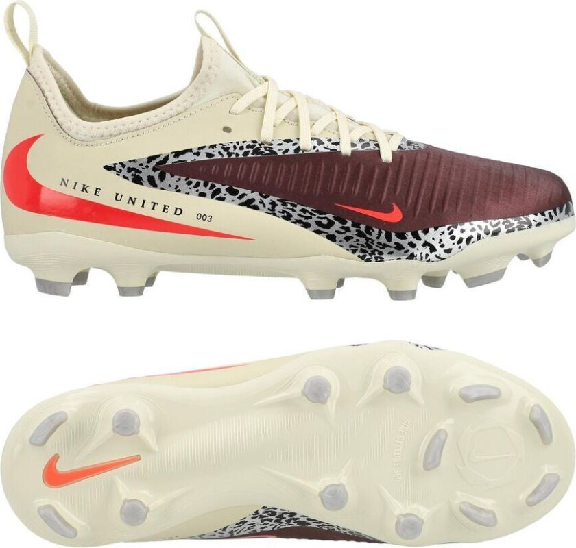Phantom 6 Academy Low Cut MG United - Bordeaux/Universal Red/Grå Barn - Multi Ground (MG), størrelse 38½