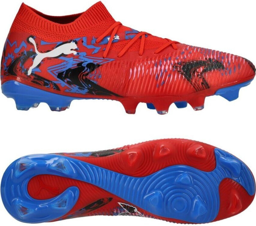 Future 8 Match FG/AG Playmaker - Rød/ Svart/Ultra Blue/Rosa, størrelse 42½