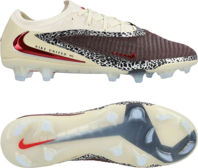 Phantom 6 Elite Low Cut FG United - Bordeaux/Universal Red/Grå - Gress (FG), størrelse 45½