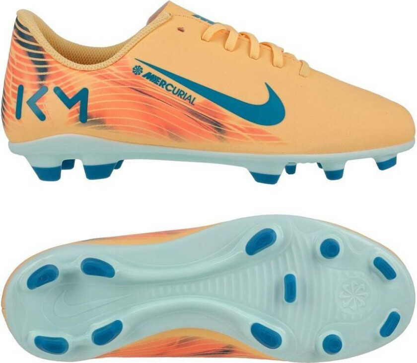 Mercurial Vapor 16 Club MG Mbappé Personal Edition - Oransje/Neo Turkis/Grønn Barn - Multi Ground (MG), størrelse 38½