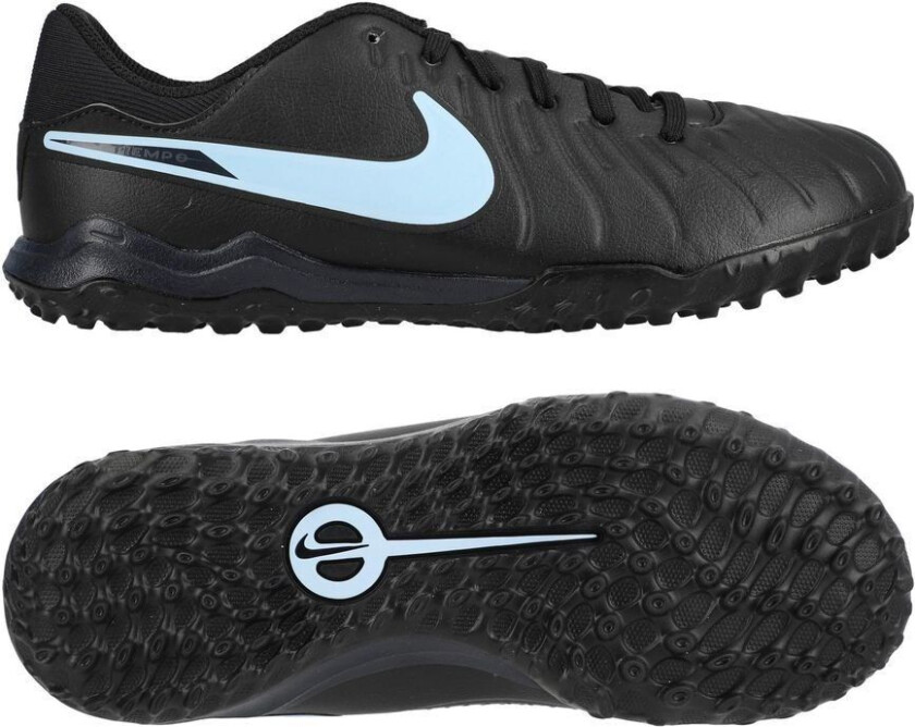 Tiempo Legend 10 Academy TF Shadow - Svart/Isblå Barn - Turf (TF), størrelse 33½