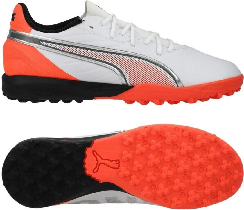 King Match TT Untamed - White/rød/ Svart/ Sølv Barn - Turf (TF), størrelse 38