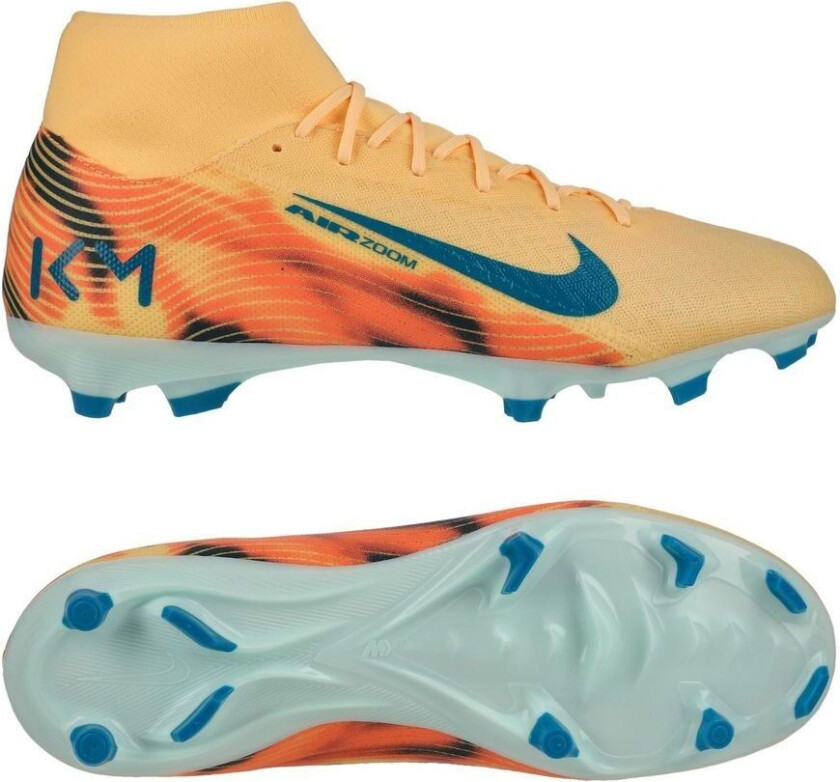 Air Zoom Mercurial Superfly 10 Academy MG Mbappé Personal Edition - Oransje/Neo Turkis/Grønn - Multi Ground (MG), størrelse 42½