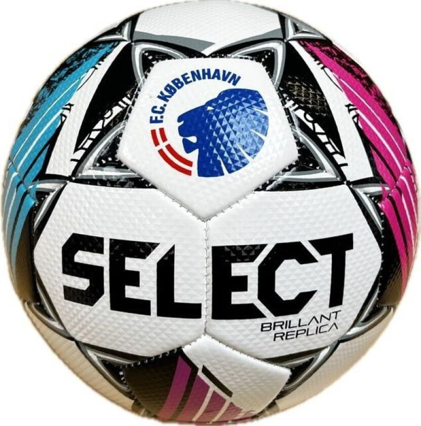 Fotball Brillant Replica v24 3F Superliga FC København - Hvit/Svart/Rosa/Blå, størrelse Ball SZ. 5
