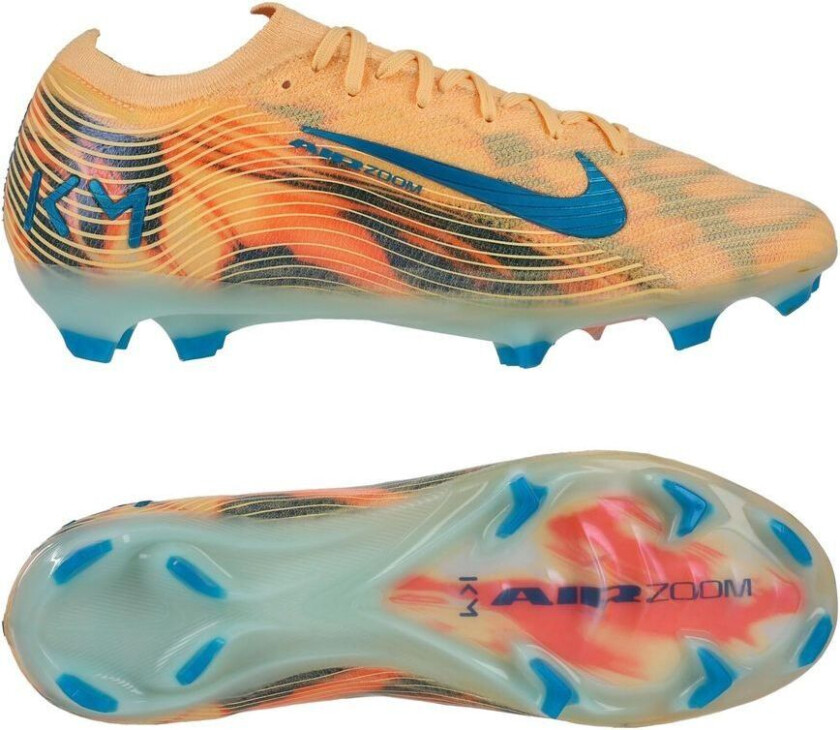 Air Zoom Mercurial Vapor 16 Elite FG Mbappé Personal Edition - Oransje/Neo Turkis/Grønn - Gress (FG), størrelse 45½