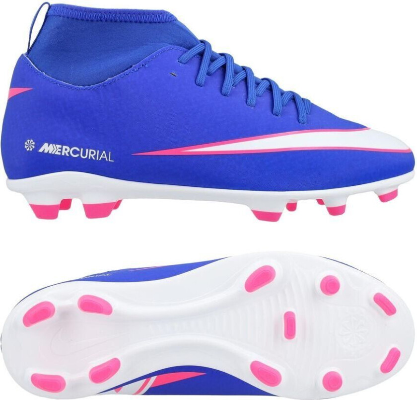 Mercurial Superfly 10 Club MG Attack - Blå/Hvit Barn - Multi Ground (MG), størrelse 33