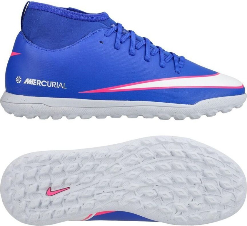 Mercurial Superfly 10 Club TF Attack - Blå/Hvit Barn - Turf (TF), størrelse 36