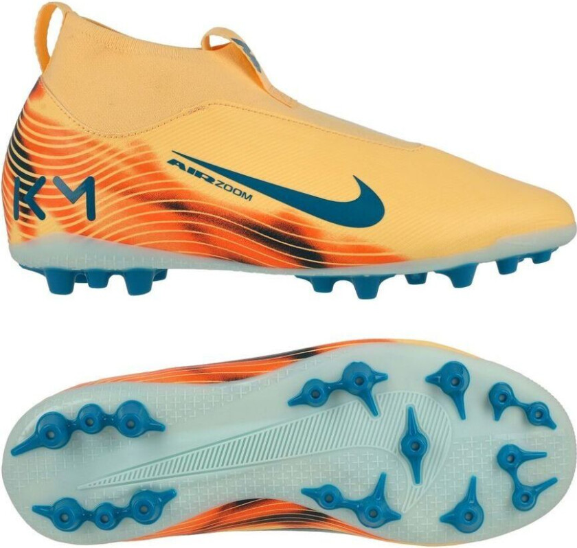 Air Zoom Mercurial Superfly 10 Academy AG Mbappé Personal Edition - Oransje/Neo Turkis/Grønn Barn - Kunstgress (AG), størrelse 35½